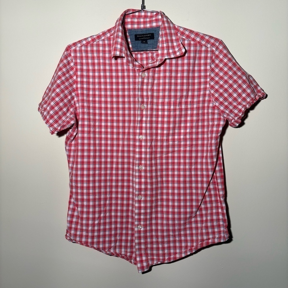 Banana Republic Soft Wash Stand Fit Short Sleeve Button Down